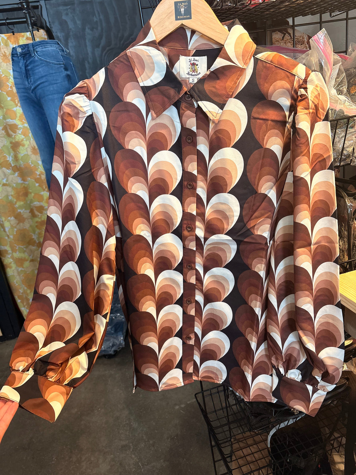 Love Calling Retro Heart Button Up Blouse